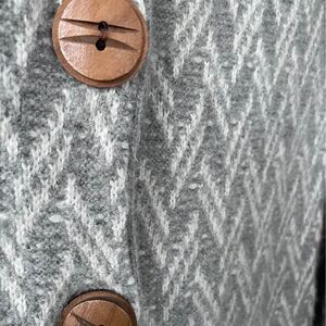 ~ Anthropologie Sm Sweater Pockets Button Gray Cardigan Wool Blend "MOTH"